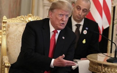 US President Donald Trump speaks during a bilateral meeting with Japan's Prime Minister Shinzo Abe (not pictured) at Akasaka Palace in Tokyo on May 27, 2019. (Eugene Hoshiko / POOL / AFP)
