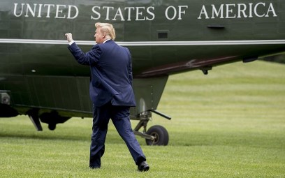 US President Donald Trump walks on the South Lawn of the White House in Washington, May 8, 2019. (Andrew Harnik/AP)