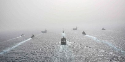 The Abraham Lincoln and John C. Stennis carrier strike groups conducted carrier strike force operations in the U.S. 6th Fleet. Together, the strike groups will complete high-end war fighting training., (Mass Communication Specialist 3rd Class Jeremiah Bartelt/Navy)