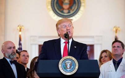 US President Donald Trump speaks before signing an executive order in the Grand Foyer of the White House on June 24, 2019. (Mandel Ngan/AFP)