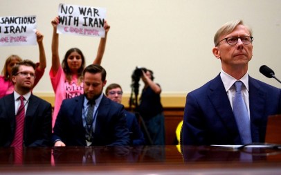 Brian Hook, the US Special Representative for Iran, testifies before a House subcommittee, June 19, 2019. (Andrew Caballero-Reynolds/AFP/Getty Images via JTA)