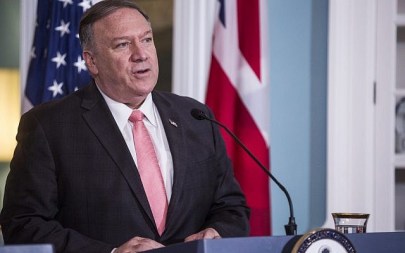 US Secretary of State Mike Pompeo speaks during a joint press event at the State Department on August 7, 2019 in Washington, DC. (Zach Gibson/Getty Images/AFP)