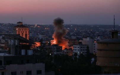 Smoke rises following an Israeli attack in Gaza city on November 12, 2019. (BASHAR TALEB/AFP)
