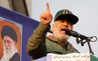 Iranian Revolutionary Guards commander Major General Hossein Salami speaks during a pro-government rally in the capital Tehran's central Enghelab Square on November 25, 2019. (ATTA KENARE / AFP)