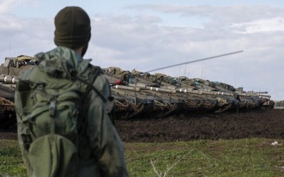 Israeli troops are pictured in the Golan Heights on the border with Syria, January 3, 2020. (Jalaa Marey/AFP)