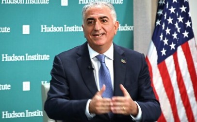 Reza Pahlavi, former Crown Prince of Iran, speaks about current events in Iran at the Hudson Institute in Washington, DC on January 15, 2020. (EVA HAMBACH/AFP)