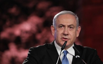 Prime Minister Benjamin Netanyahu delivers a speech during the Fifth World Holocaust Forum at the Yad Vashem Holocaust memorial museum in Jerusalem on January 23, 2020 (Abir SULTAN / POOL / AFP)