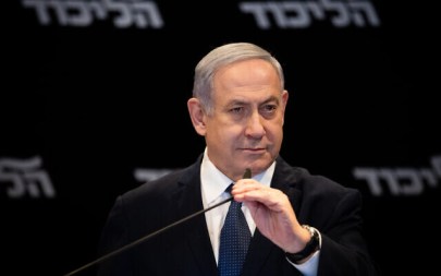 Prime Minister Benjamin Netanyahu speaks during press conference at the Orient Hotel in Jerusalem on January 1, 2020. (Yonatan Sindel/Flash90)