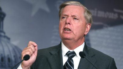 WASHINGTON, DC - OCTOBER 24: Senate Judiciary Committee Chairman Lindsey Graham (R-SC), speaks after introducing a resolution condemning House Impeachment inquiry against President Donald Trump, at the U.S. Capitol on October 24, 2019 in Washington, DC.