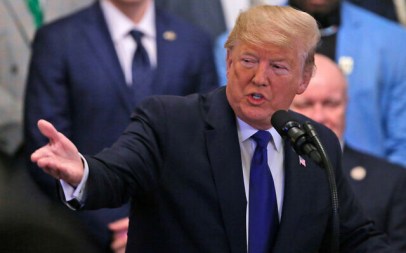 US President Donald Trump at a ceremony in the White House, January 17, 2020, in Washington. (AP/Steve Helber)