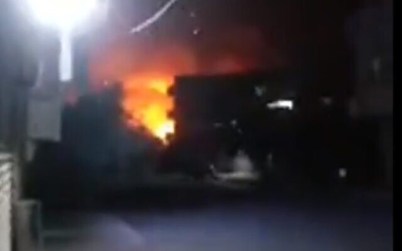 Explosions seen in the city of Hama, Syria after suspected Israeli airstrikes on June 24, 2020 (Screencapture/Twitter) Explosions seen in the city of Hama, Syria after suspected Israeli airstrikes on June 24, 2020 (Screencapture/Twitter)