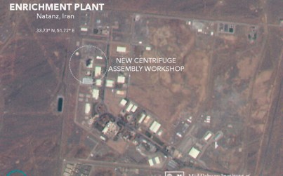 This Friday, July 3, 2020 satellite image from Planet Labs Inc. that has been annotated by experts at the James Martin Center for Nonproliferation Studies at Middlebury Institute of International Studies shows a damaged building after a fire and explosion at Iran's Natanz nuclear site. (Planet Labs Inc., James Martin Center for Nonproliferation Studies at Middlebury Institute of International Studies via AP)