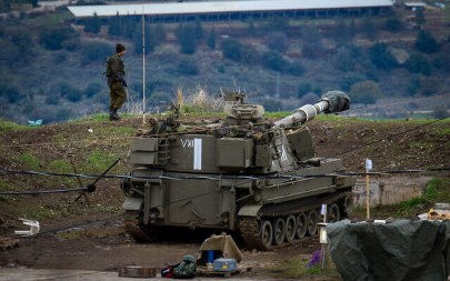 Illustrative: IDF troops near the Israel-Syria border, in the Golan Heights on January 3, 2020. (Basel Awidat/Flash90)