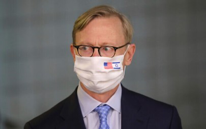 US special envoy for Iran, Brian Hook, attends a press briefing with Prime Minister Benjamin Netanyahu at the Prime Minister's office in Jerusalem, June 30, 2020. (Abir Sultan/Pool via AP)