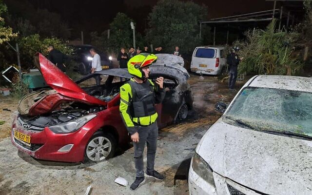 The scene of a rocket strike in the city of Lod that killed two people on May 12, 2021 (Magen David Adom)