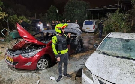 The scene of a rocket strike in the city of Lod that killed two people on May 12, 2021 (Magen David Adom)