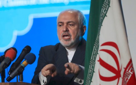 In this February 23, 2021 file photo, Iran's Foreign Minister Mohammad Javad Zarif addresses a conference in Tehran, Iran. (AP Photo/Vahid Salemi, File)