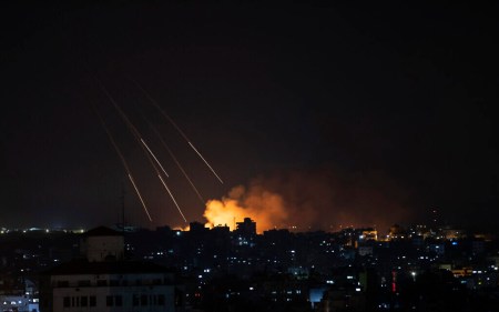 Smoke rises following Israeli missile strikes on Gaza City, Thursday, May 13, 2021. (AP Photo/Khalil Hamra)