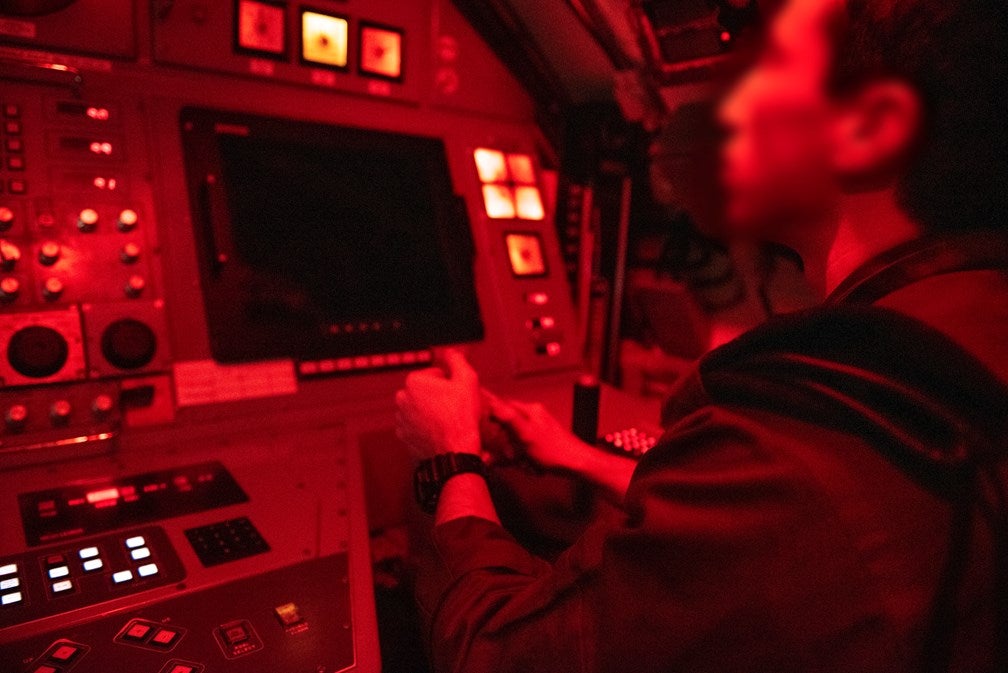 Two photos of the control room of the <em>Dolphin I</em> class lead boat, INS <em>Dolphin</em>. <em>Israeli Navy</em>
